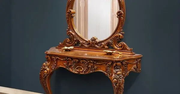 Doar azi Masă consolă lemn masiv, maro/alb, formă elegantă, Cleopatra